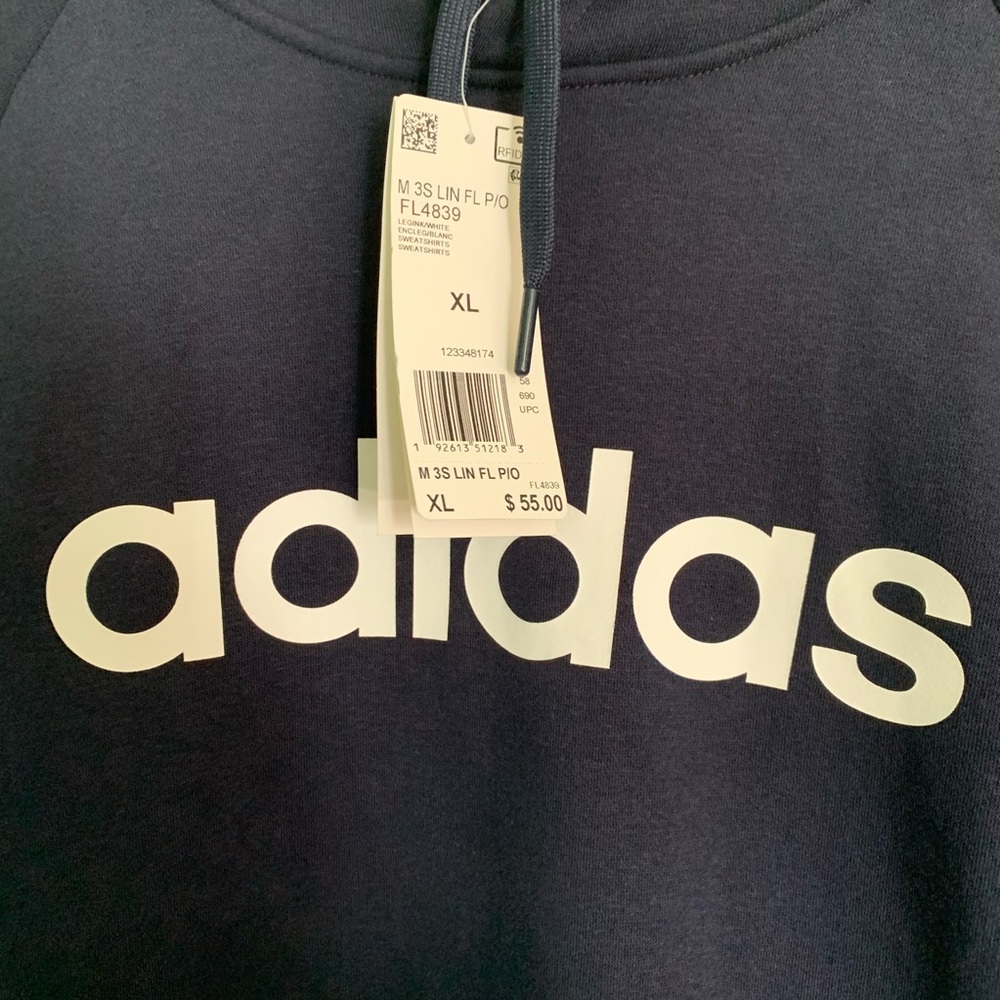 Adidas Men’s Legend Ink Navy Fleece Hoodie, New - Picture 3 of 5